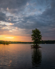 sunset on lake