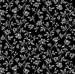 seamless pattern with flowers and leaves