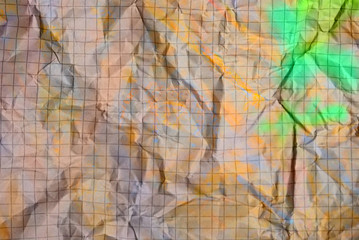 A sheet of multicolored crumpled paper. Creative background