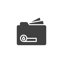 Oil and gas production document folder vector icon. filled flat sign for mobile concept and web design. Oil file folder glyph icon. Symbol, logo illustration. Vector graphics