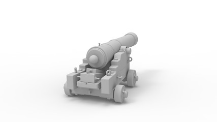 3d rendering of an ancient canon isolated in studio background