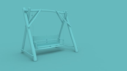 3d rendering of a wooden swing bench isolated in studio background