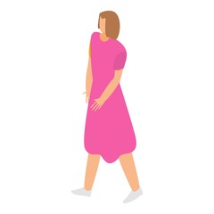 Woman in pink dress icon. Isometric of woman in pink dress vector icon for web design isolated on white background