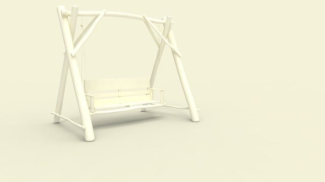 3d rendering of a wooden swing bench isolated in studio background