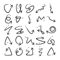 doodle curved arrows icons vector set 