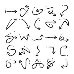 doodle curved arrows icons vector set 