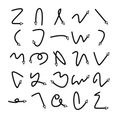doodle curved arrows icons vector set 