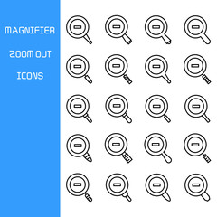 magnifier glass zoom out icons