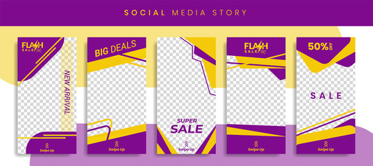 Banners Bundle Kit Set of Social Media Instagram Story. Geometric Stories Sale Banner Background ,Poster, Flyer, Coupon, Layout Composision Gift Card, Smartphone Templates Story editable eps 10 vector