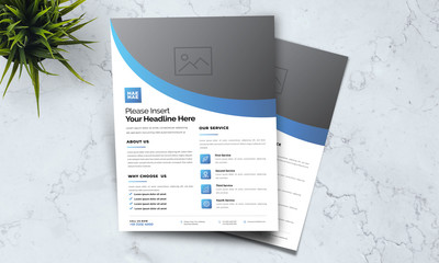 A4 minimalist modern elegant business template flayer vol 100 with blue and white color cmyk ready to print in vector editable layer