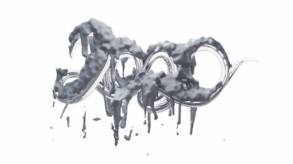 Happy New Year Banner with 2020 Numbers made by white glass with snow isolated on white Background. abstract 3d illustration creative lettering