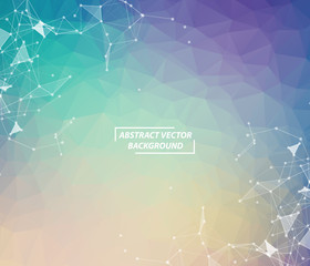 Blue Geometric Polygonal background molecule and communication. Connected lines with dots. Minimalism background. Concept of the science, chemistry, biology, medicine, technology.