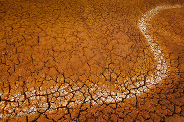 Desertification - tropical forest soil, baked by fire, turns to cracked red clay and salt