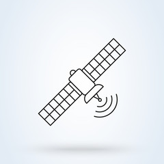 Fototapeta na wymiar satellite and Space station. Simple line modern icon design illustration.