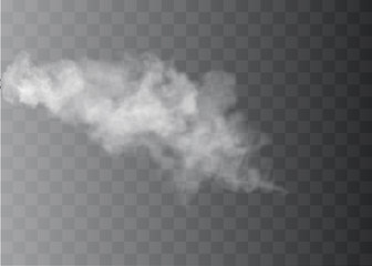 Transparent special effect stands out with fog or smoke. White cloud vector, fog or smog.