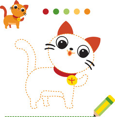 cat worksheet vector design, dash game for kid.