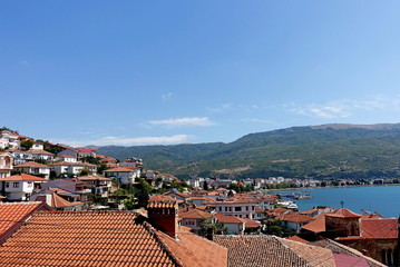 Panorama of the old city of Ohrid and Lake Ohrid
