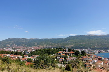 Panorama of the old city of Ohrid and Lake Ohrid