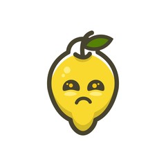 sad lemon mascot character cartoon icon design