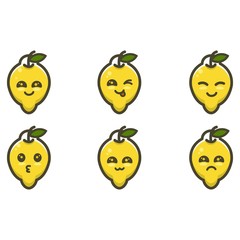 lemon mascot character cartoon icon design bundle