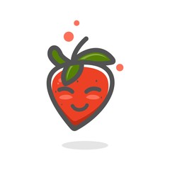 happy strawberry mascot character cartoon icon design