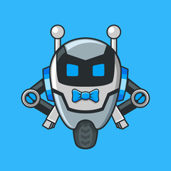 Robot servant with bow tie mascot cartoon style