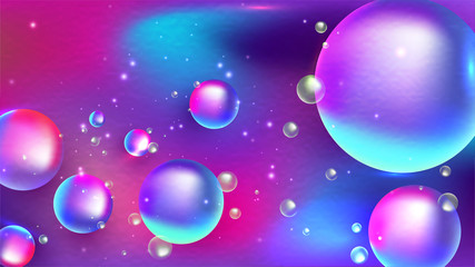 Fototapeta na wymiar 3D Abstract bubbles or geometric balls on gradient color background.