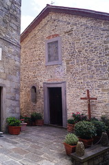 Little church in the village of Moggiona, Tuscany, Italy