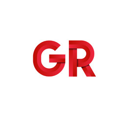 Initial two letter red 3D logo vector GR