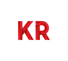 Initial two letter red 3D logo vector KR