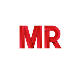 Initial two letter red 3D logo vector MR