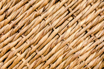 Wicker straw texture, background, pattern. Handmade rattan pattern.