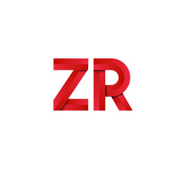 Initial two letter red 3D logo vector ZR