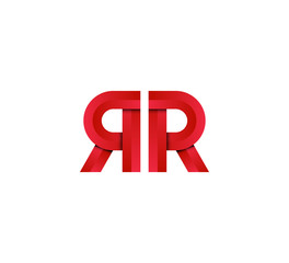 Initial two letter red 3D logo vector RR