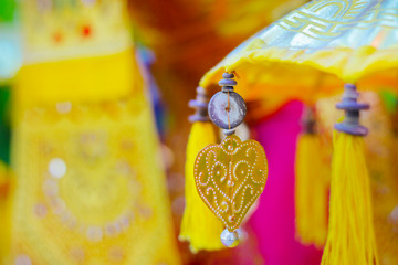 Fototapeta premium close up of umbrella in hindu temple in bali -indonesia