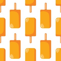 Bright flat seamless pattern with ice cream. Vector geometric hot summer Illustration for local farm market or some handmade icecream with background