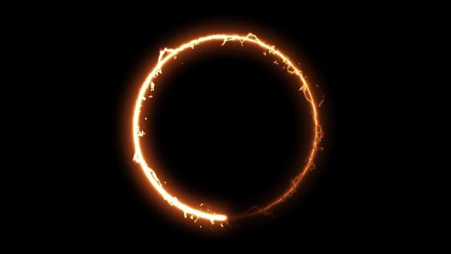 Computer generated fire energy ring on black background. 3d rendering of abstract fire circle