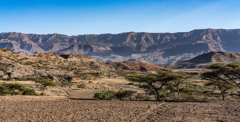 landscape in the highlands of Lalibela, Ethiopia