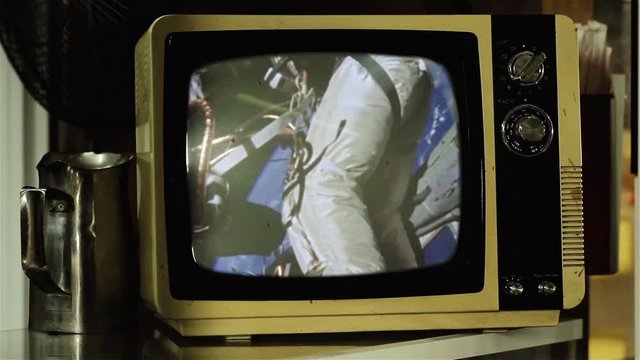 First American Spacewalk on a Retro Television.  Elements of this video furnished by NASA. 