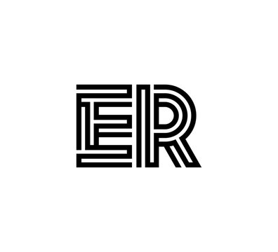 recommend clip art: Initial two letter black line shape logo vector ER