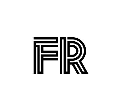 recommend clip art: Initial two letter black line shape logo vector FR