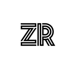 Initial two letter black line shape logo vector ZR