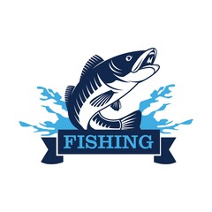 salmon fish logo. fish fishing emblem for sport club.