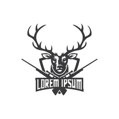Deer Hunt Logo template, Elegant Deer Head logo designs vector