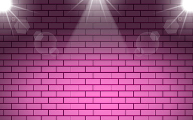 Fototapeta na wymiar pink brick wall with white spotlight background