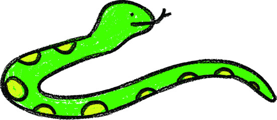 Cute snake doodle hand drawn made by preescolar kids