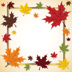 Fall Leaf Thanksgiving frame card in vector format.