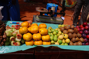 fresh fruits in small roadside market