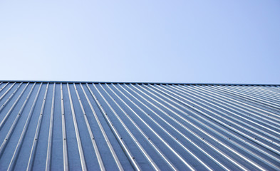 metal decking for the roof of the house against the sky