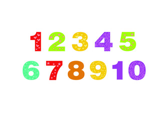 numbers for children, from 1 to 10. Kids learning material. Card for learning numbers. Number 1-10. colored numbers